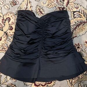 Elegant Black Ruched Strapless Skirt